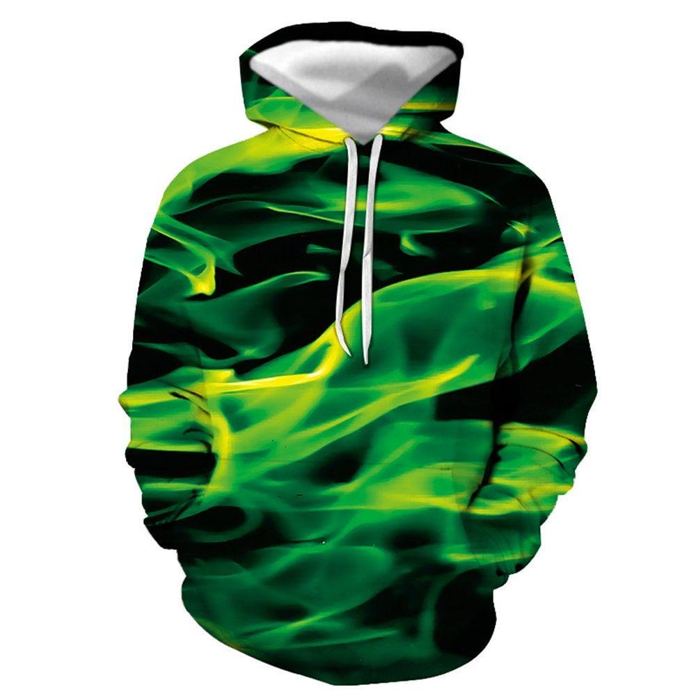 3D Graphic Printed Hoodies Green Smoke