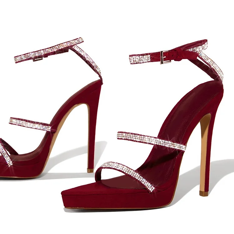 Burgundy discount strappy heels