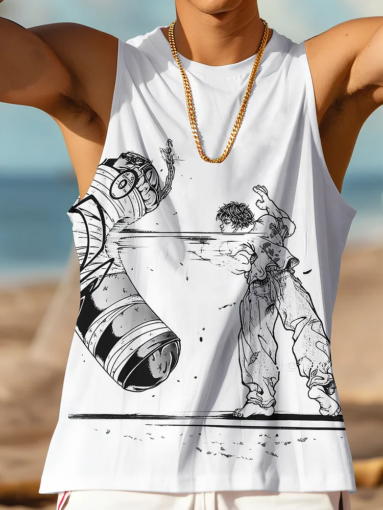 Men's Fun Boxing Fitness Art Print Tank Top
