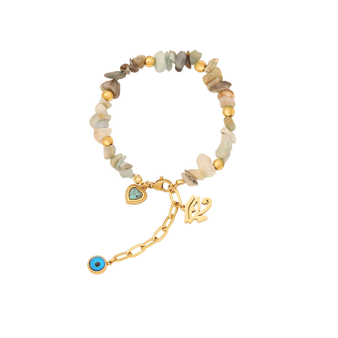 Natural Stone Beaded Bracelet Heart Eye Bracelet Exclusive For B609