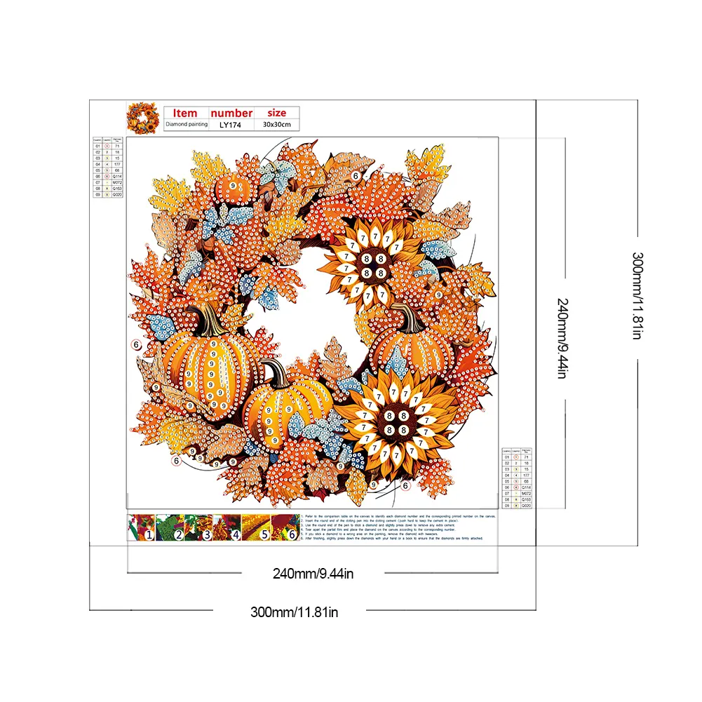 Diamond Painting - Partial Special Shaped Drill - Pumpkin Wreath(Canvas|30*30cm)