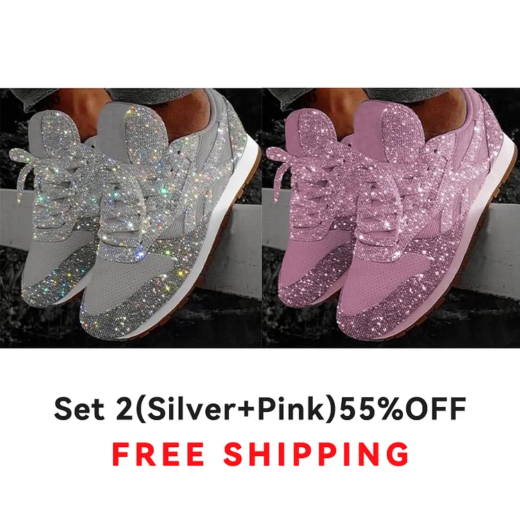 ⏰Today Only 53% Off 🎁Women's Fashion Casual Breathable Crystal Bling Lace  Up Sport