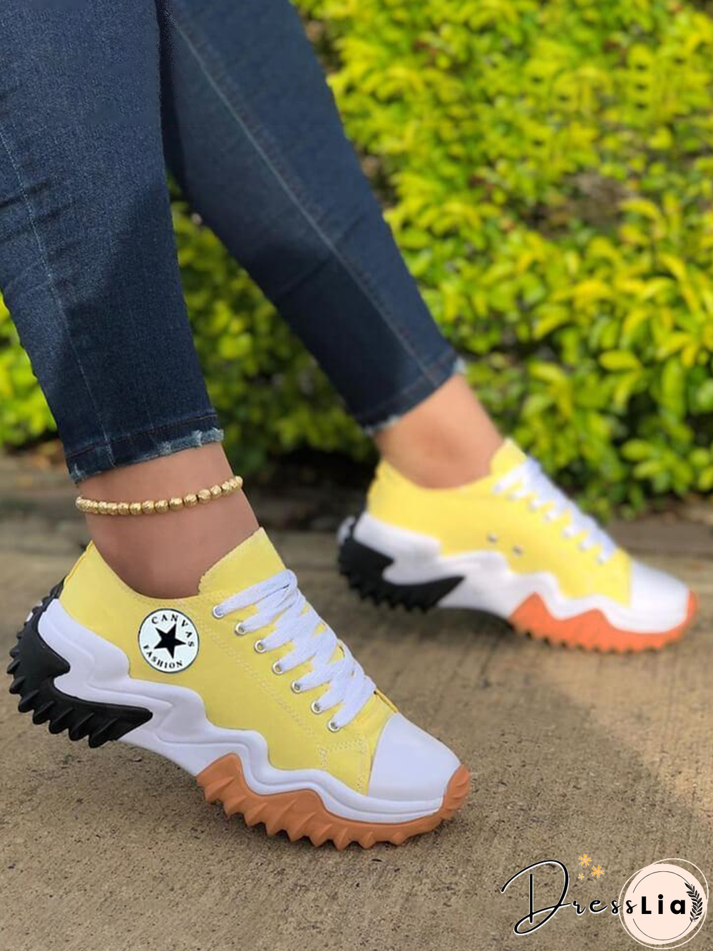 Solid Color Canvas Platform Booster Sneakers