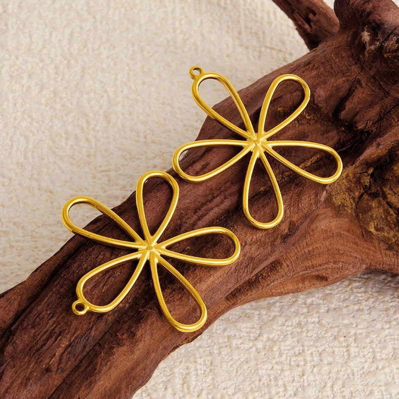 1 Piece 304 Stainless Steel 18K Gold Plated Flower Pendant