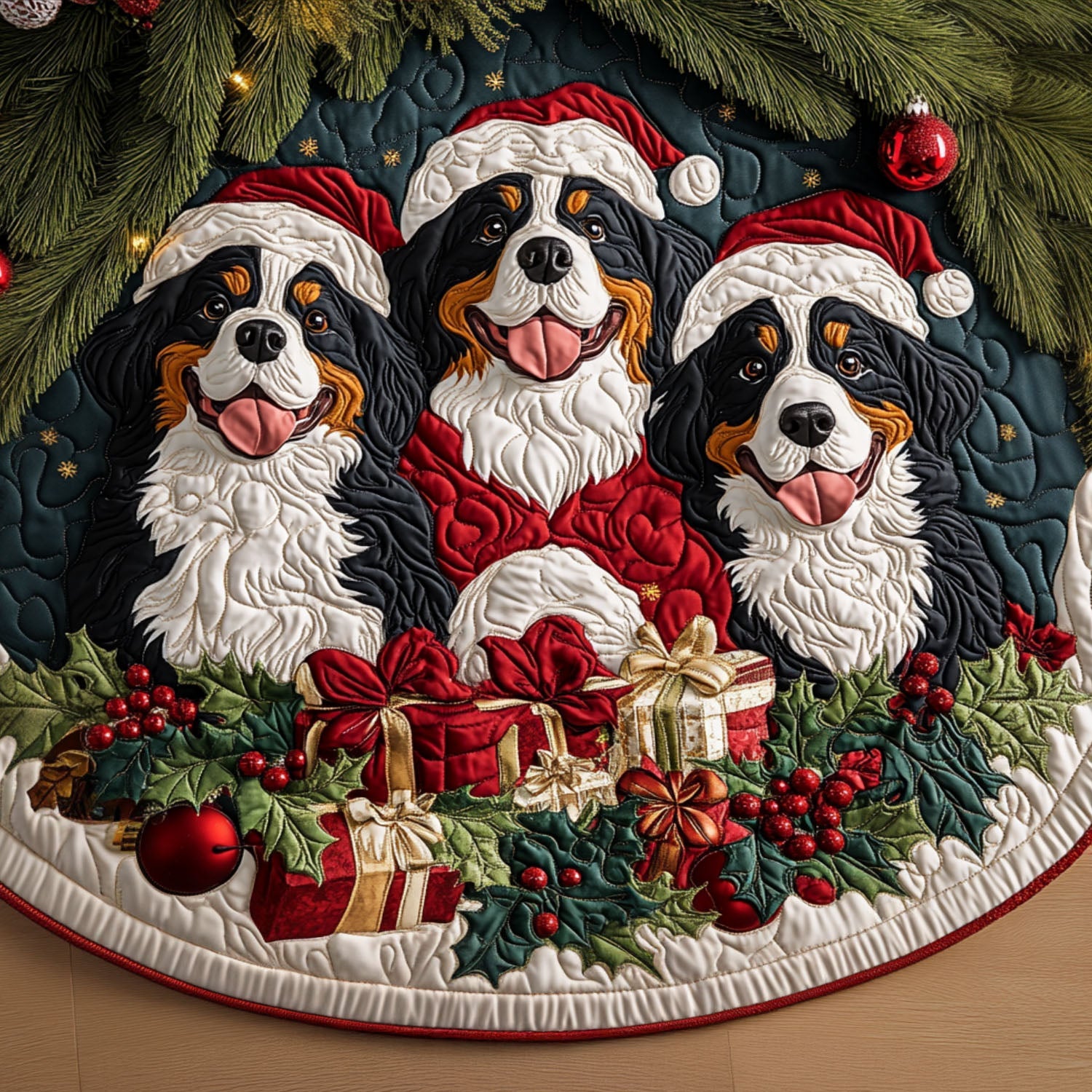 Winter Guardian Quilted Christmas Tree Skirt NCU0PT2596