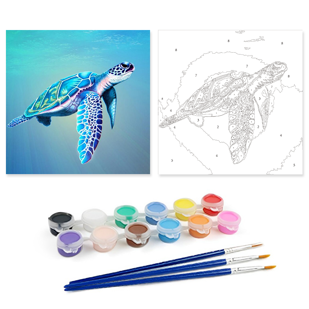 Swimming Turtle 20*20cm paint by numbers kit