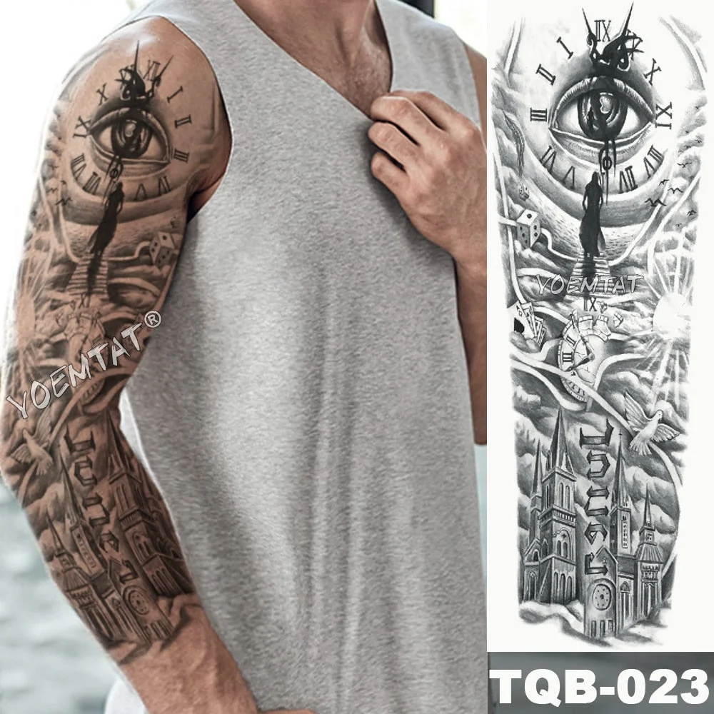 Large Full Arm Sleeve Tattoo Indian Forest Leopard Waterproof Temporary Tatoo Sticker Wild Tribe Men Women Body Art Tatto