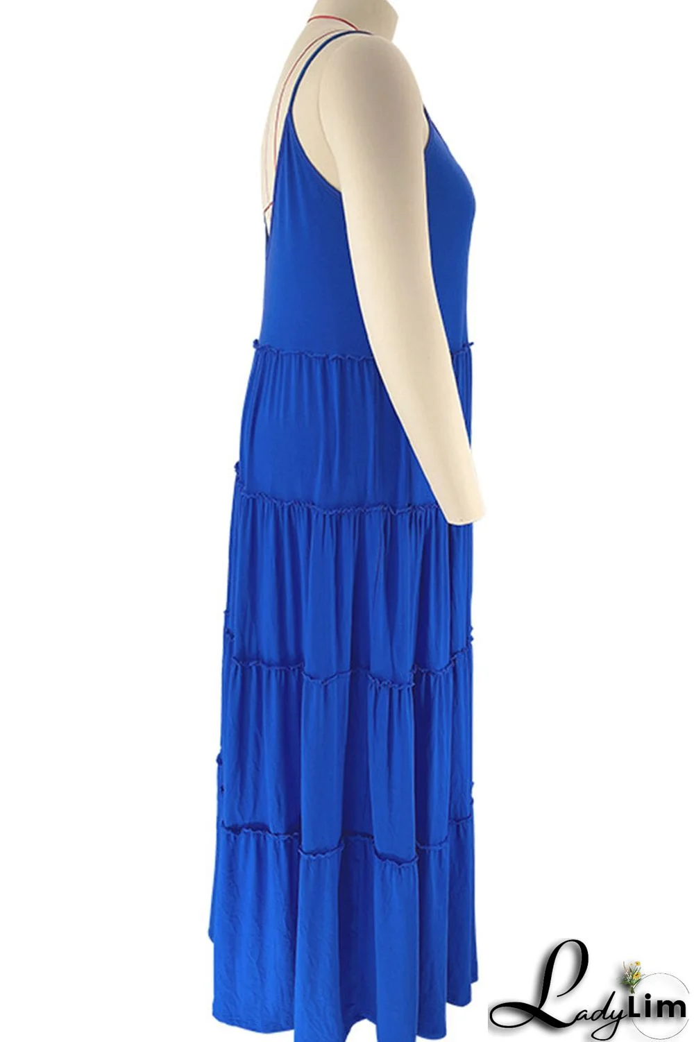 Green Casual Solid Patchwork Pearl Spaghetti Strap Sling Dress Plus Size Dresses