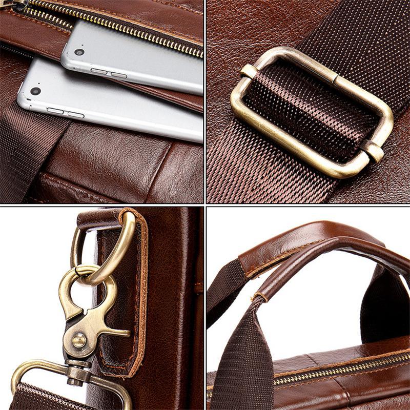 Mens Business Briefcase Vintage Leather Shoulder Bag