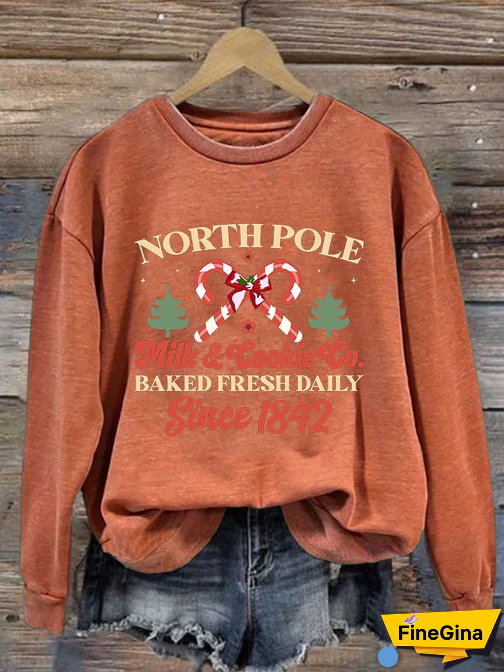 Women's North Pole Milk & Cookie Co Baked Fresh Daily Since 1842 Print Sweatshirt