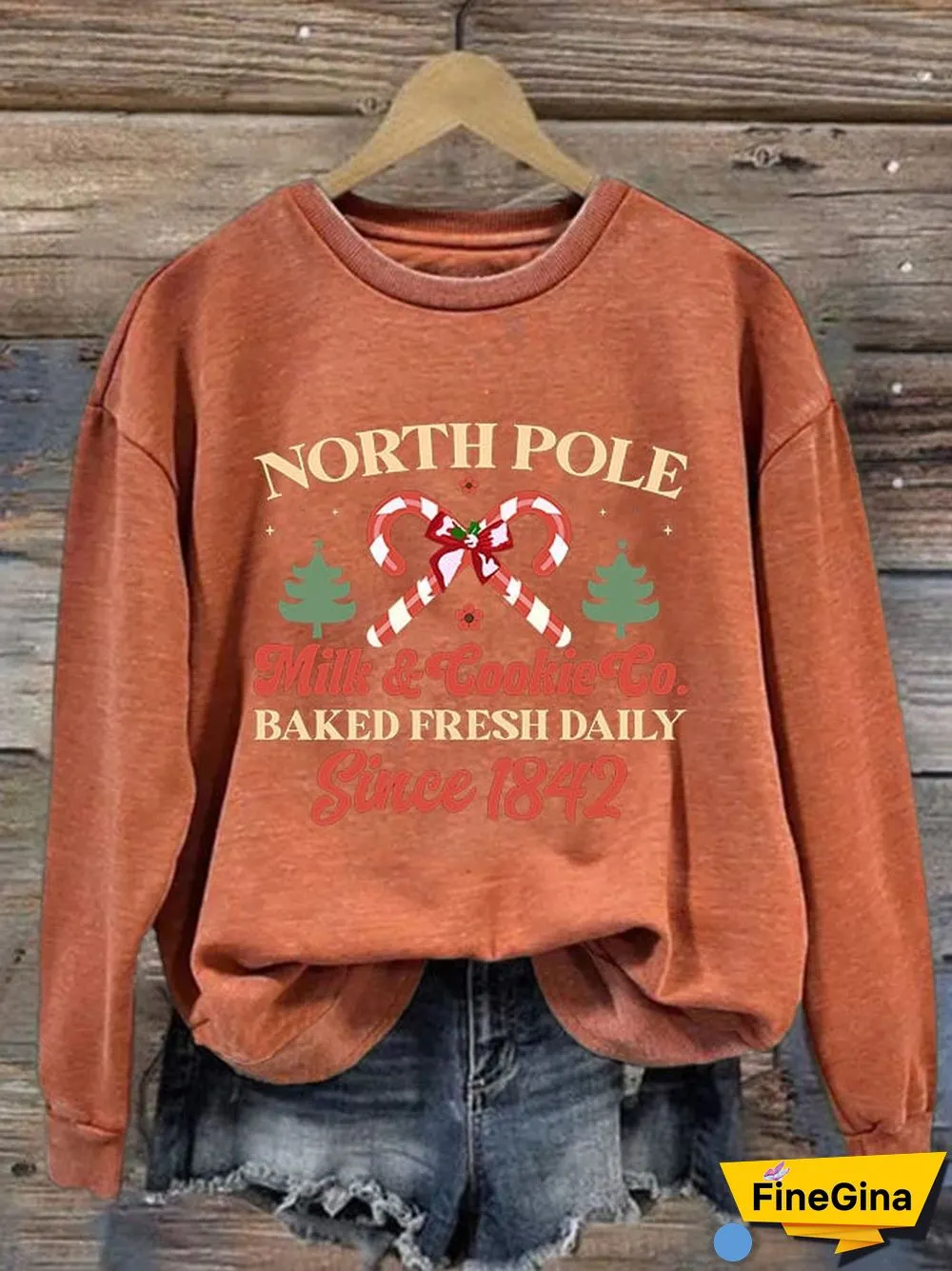 Women's North Pole Milk & Cookie Co Baked Fresh Daily Since 1842 Print Sweatshirt
