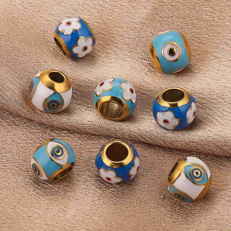 5 PCS/Package 10*8mm Hole 4~4.9mm 304 Stainless Steel Eye Flower Beads