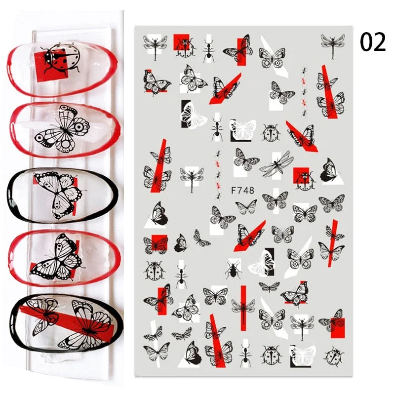 1PC Abstract Face Pattern 3D Nail Stickers Summer Autumn Lady Image Flower Leaves Sliders Decals For Nails Decoration Manicures