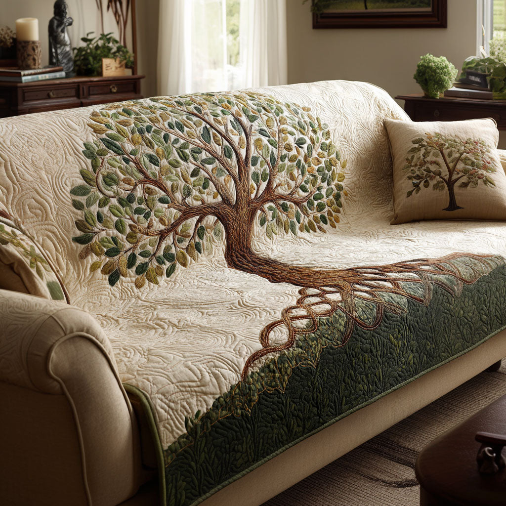 Rooted Glow Quilted Sofa Cover NCU0DK11655 everthome