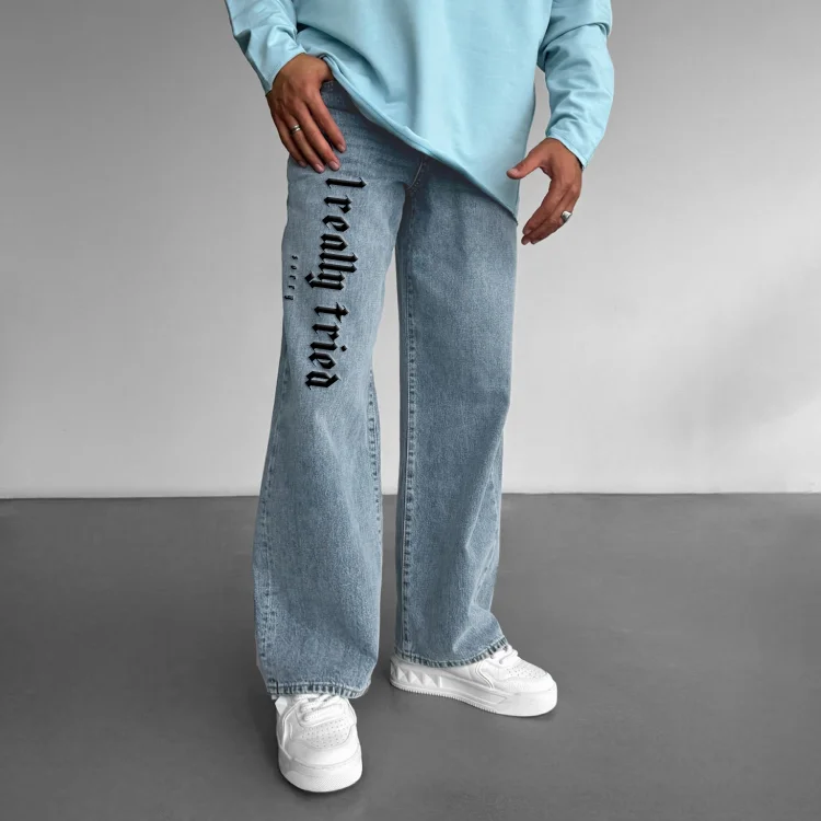 Casual Lettering Printed Jeans