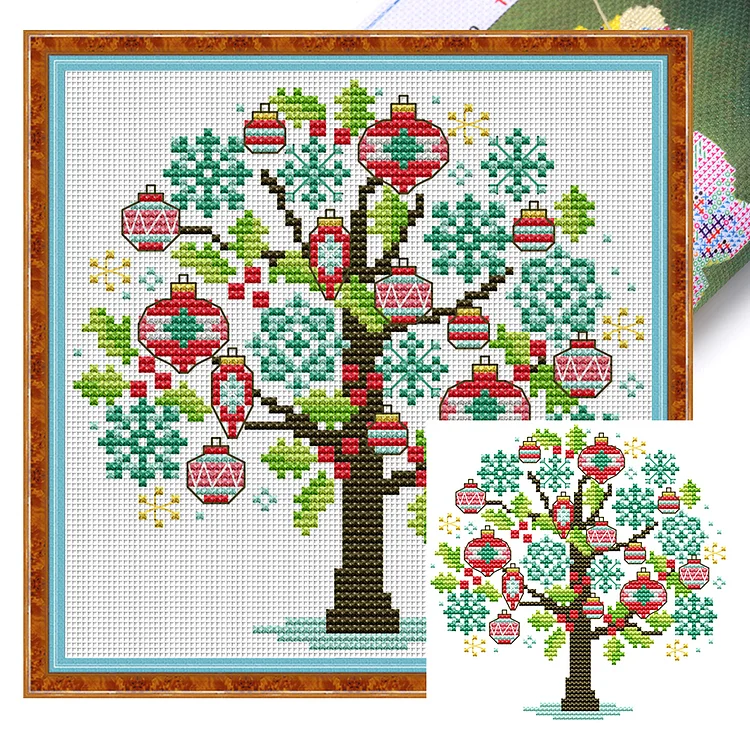【Joy Sunday Brand】Four seasons tree - winter 18*18cm 14CT Stamped Canvas Cross Stitch gbfke