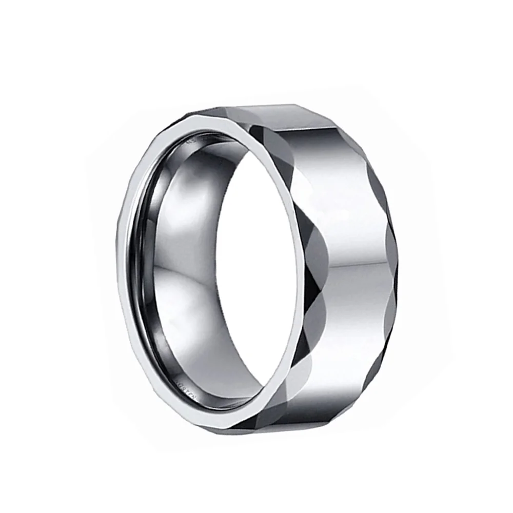 6MM 8MM Fashion Tungsten Mens Jewelry Wedding Bands Multi Faceted Edge