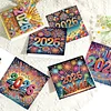 6PCS Diamond Painting New Year Greeting Cards Postcards with Envelopes
