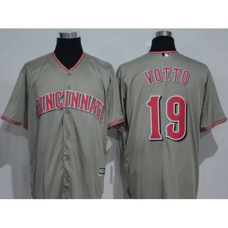 Men's Cincinnati Reds #19 Joey Votto Grey New Cool Base Stitched MLB Jersey