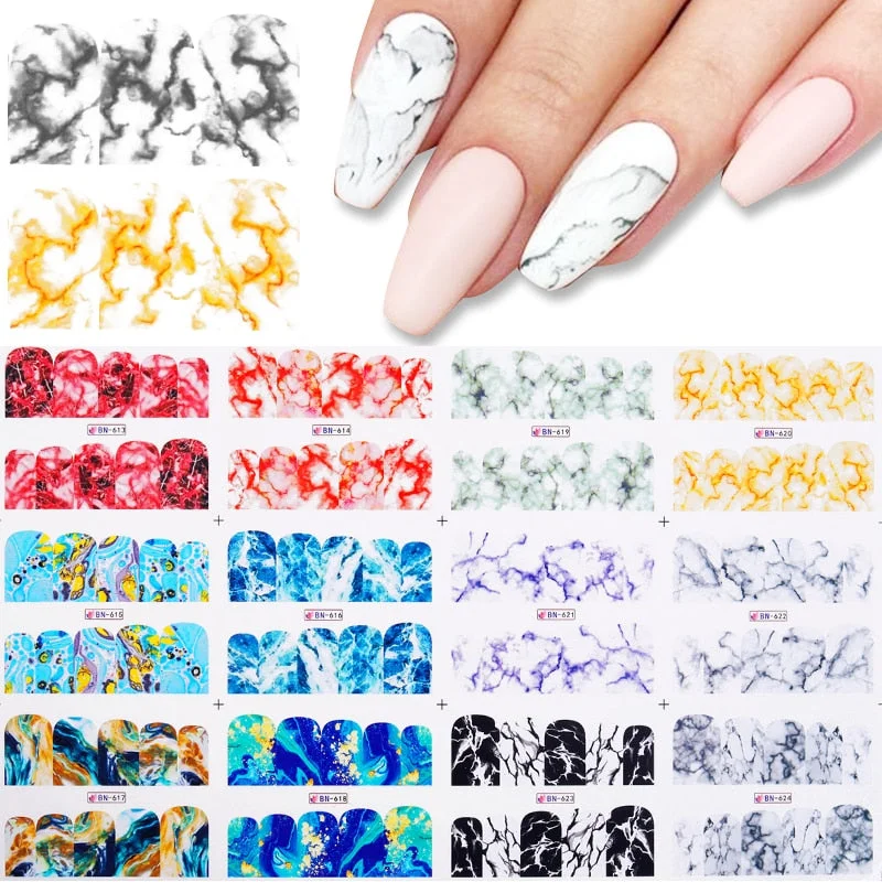 12Pcs Leopard Water Decals Sticker Hollow Floral Flower Leaves Geometry Water Transfer Watermark Foil Slider Decoration
