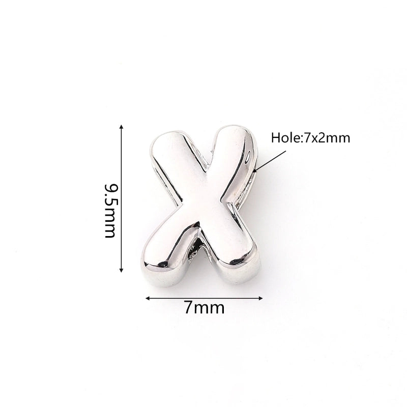 1 Pc/Package 9.5x6mm 9.5×7.5mm 9.5x8mm 7x2mm Copper White Gold Plated Letter Bubble Polished Beads