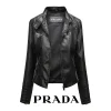 【PRADA】Modna i uniwersalna damska kurtka skórzana (materiał skóra jagnięca)