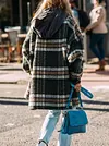 Fashion Loose Plaid Lapel Collar Buttoned Long Sleeve Woolen Coat