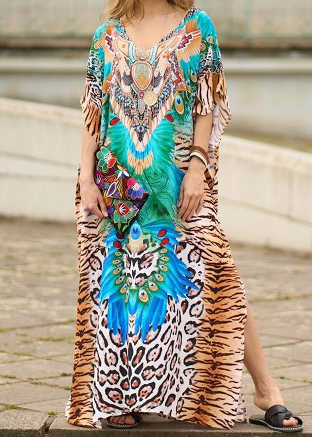 Dress beach cover-up holiday leisure loose sun protection clothing bikini robe