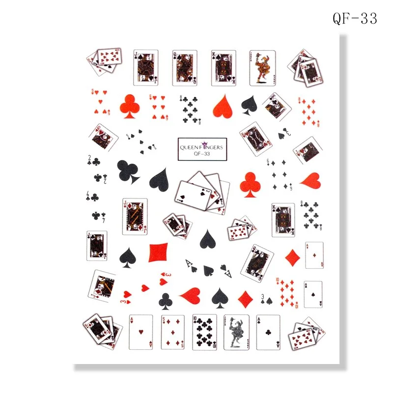 1 Pcs 13x8.7cm Colorful Playing Card Nail Sticker 3D Square Plum Blossom Full Color DIY Nail Decals Nail Slider Art Deco