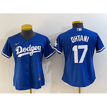 Women's Los Angeles Dodgers #17 Shohei Ohtani Blue Stitched Jersey(Run Small) YAJK