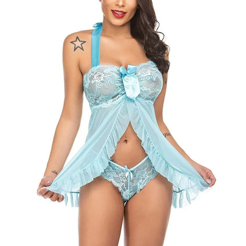 Billionm Hot Babydoll Women Lace Sexy Lingerie Dress Porno Suit with Panty Two Piece Set Underwear Sexual Nightie Exotic Apparel