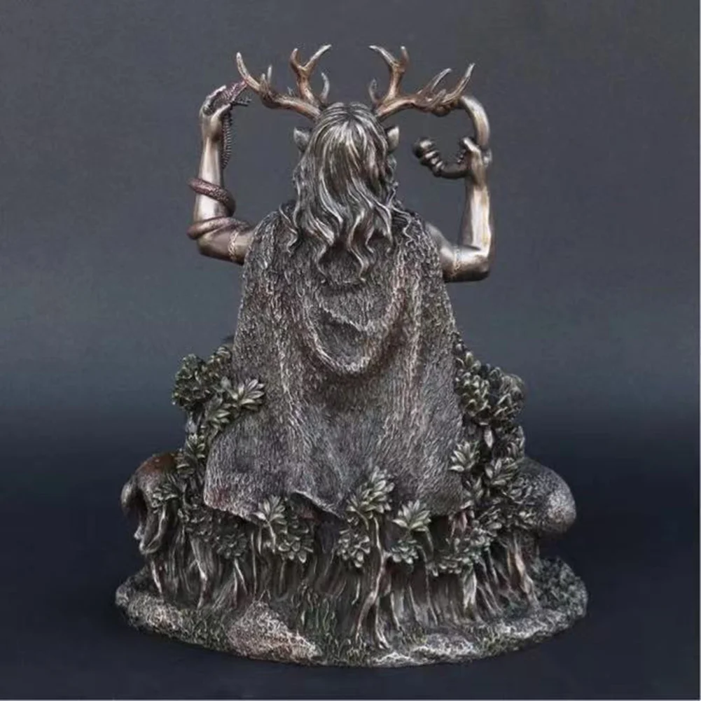 Resin Cernunnos Horned Animal God Statue Figurine Garden Home God Sculpture