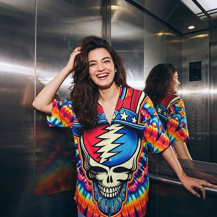 Vintage Grateful Dead Skull & Bear &Terrapin Graphic Cuban Collar Short Sleeve Shirt &ndash; Unisex Retro Cotton Top
