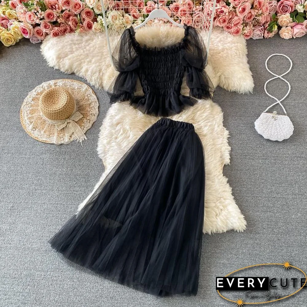 Mesh Chiffon Two-Piece Set P13426