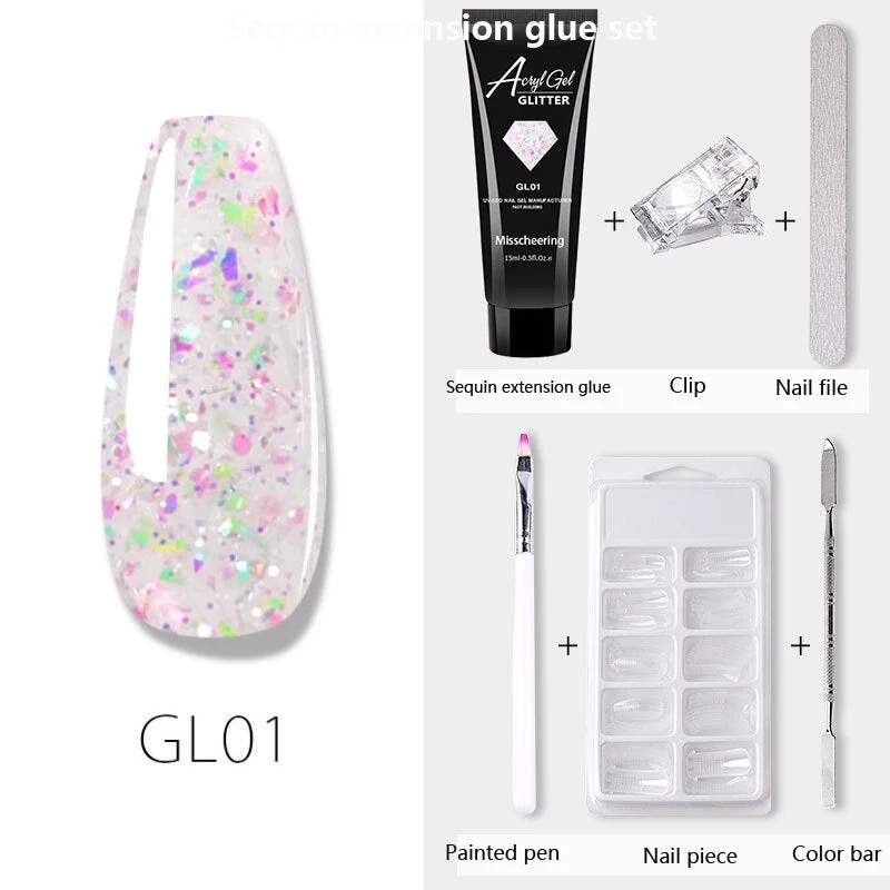 15ML Glitter Poly Nail Gel Extension Gel Polish All For Manicure Poly Building Nail Gel Semi Permanent Soak Off Nail Art