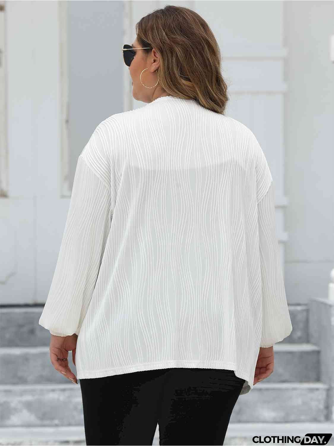 Plus Size Open Front Long Sleeve Cardigan