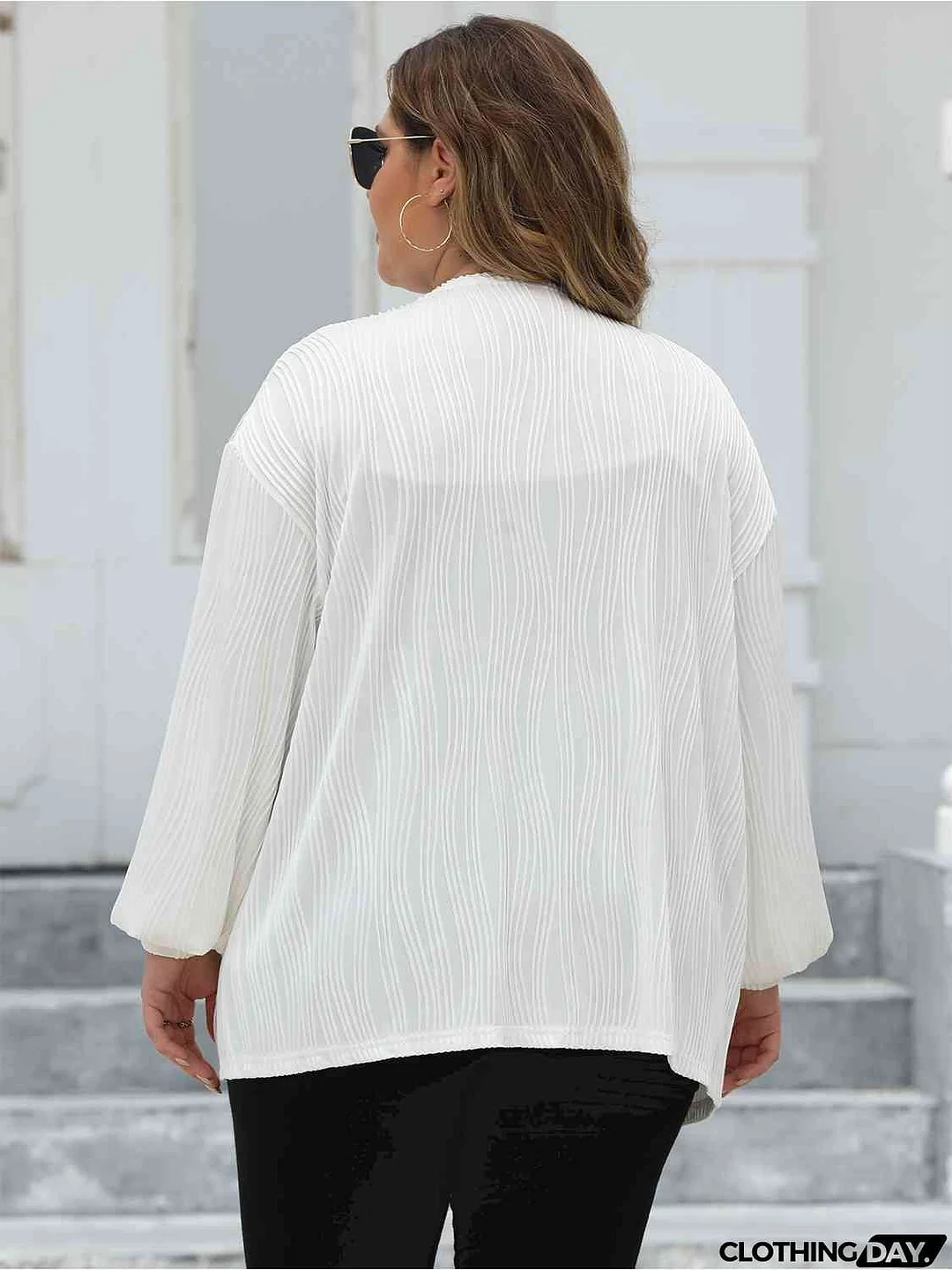 Plus Size Open Front Long Sleeve Cardigan