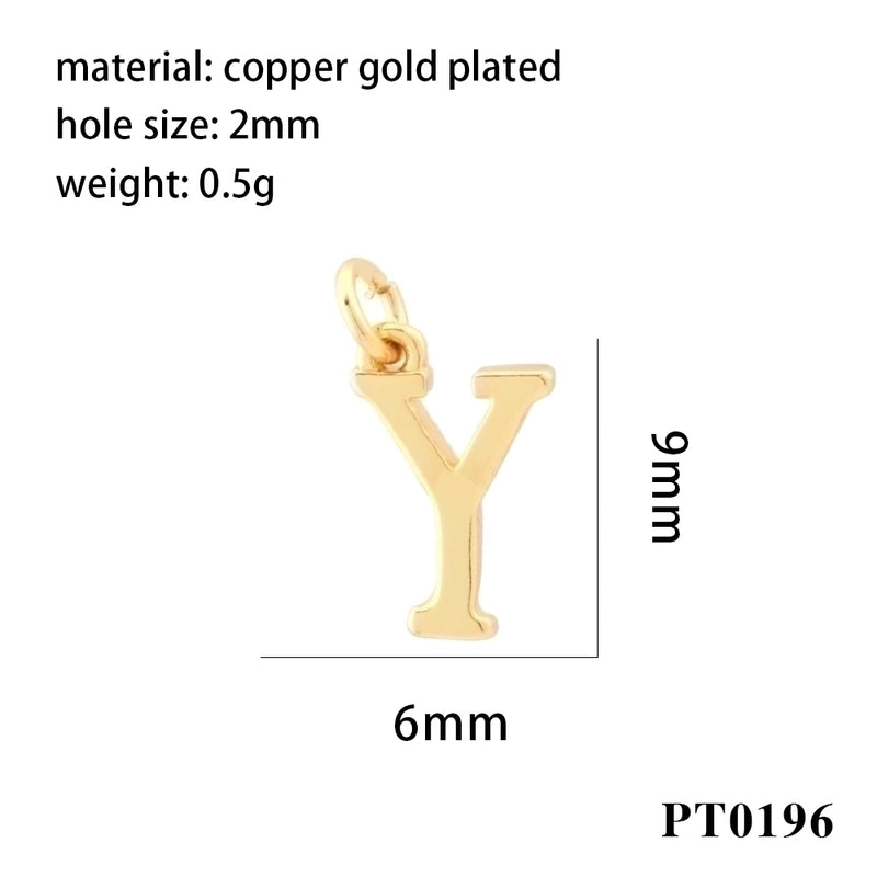 Minimalist Letter Copper Plating 18k Gold Plated Charms