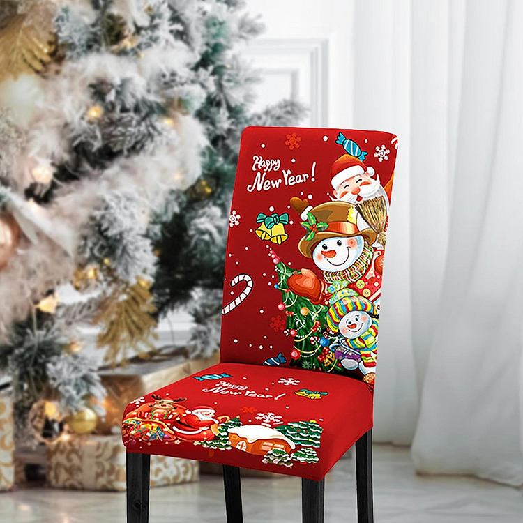 🔥kukelife🔥Christmas-4pcs stretch removable washable dining room chair protector slipcovers Christmas decoration_home decor dining room seat cover