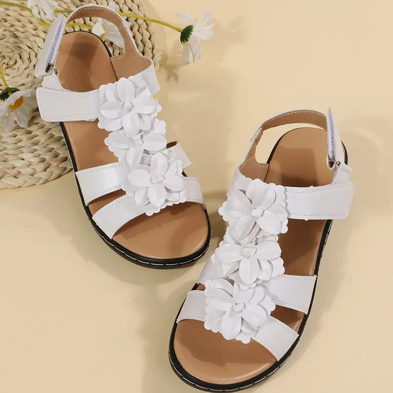 Breakj Breakj 2025 New Hollow Slope And Fish Mouth Flowers Leisure Comfortable Large Size Sandals Women