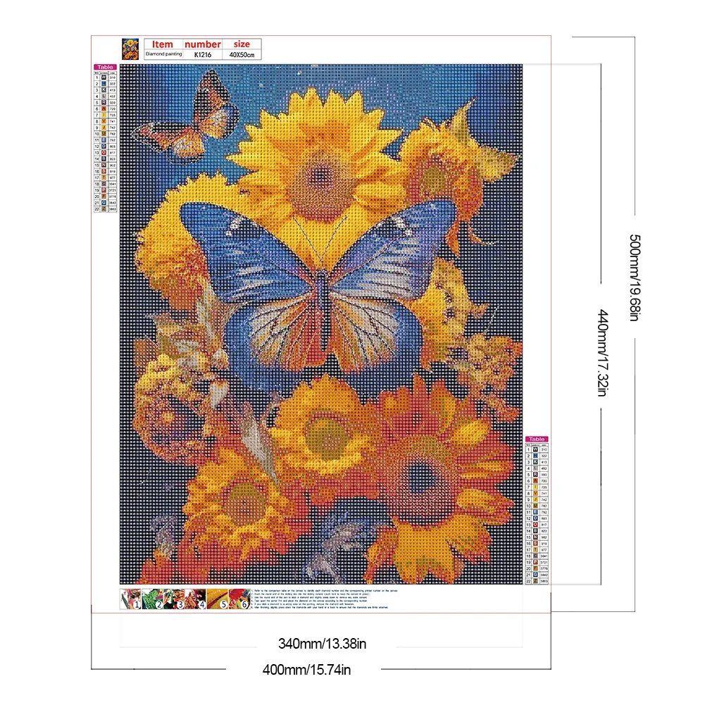 Full Round Diamond Painting 40*50cm - Sunflower Butterfly