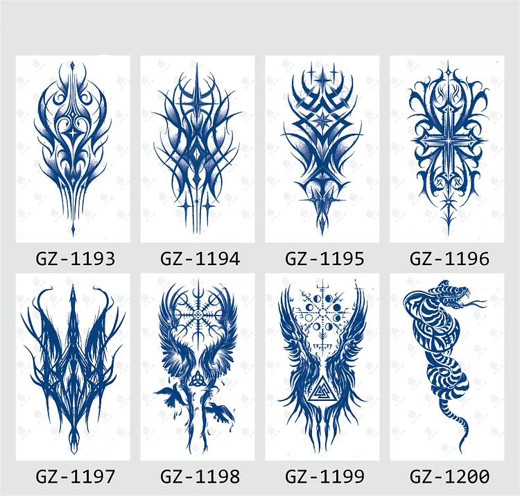 8 Sheets Semi-Permanent Tattoo Half Arm (18*11CM)