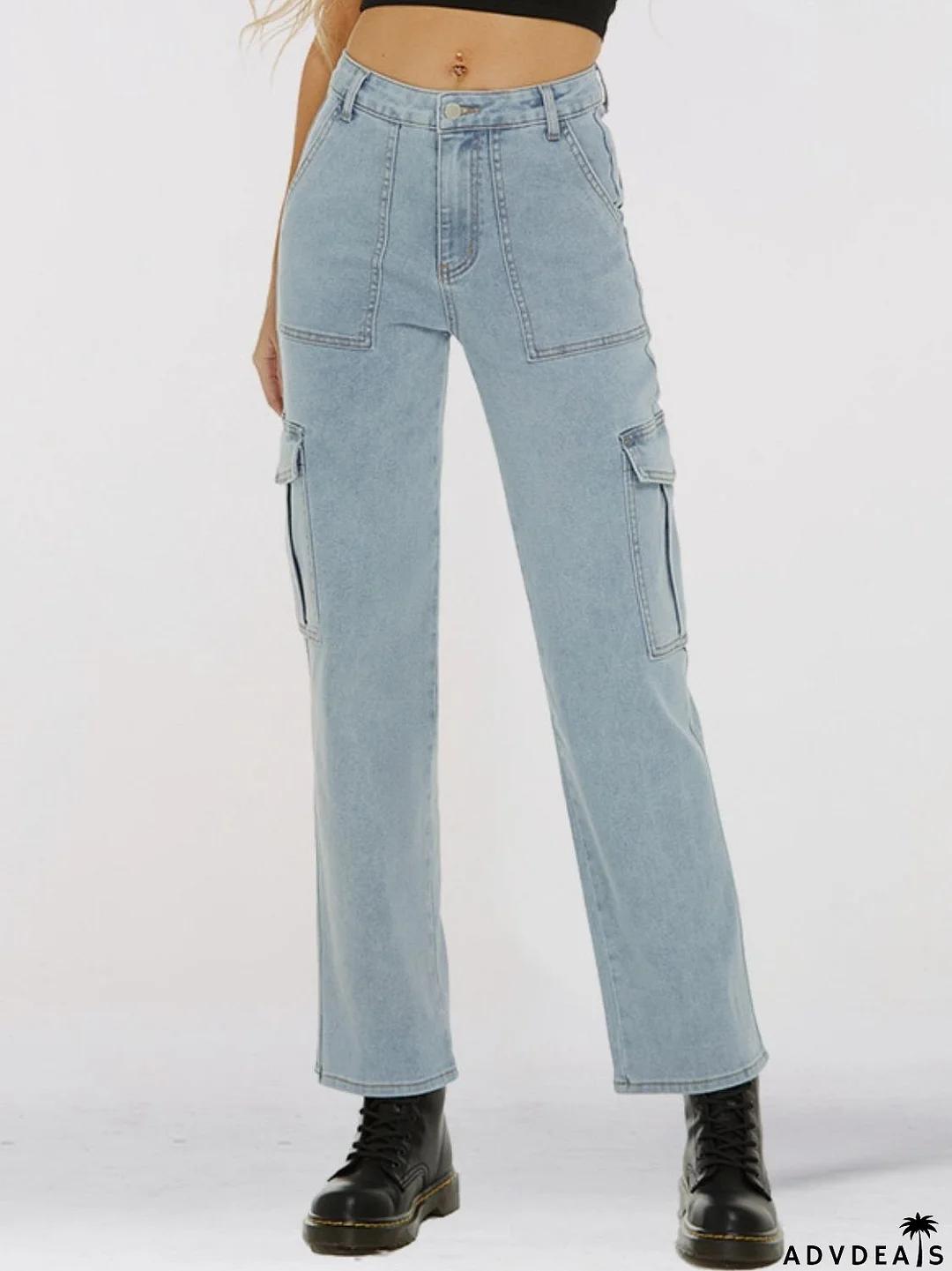 Straight Leg Jeans with Pockets