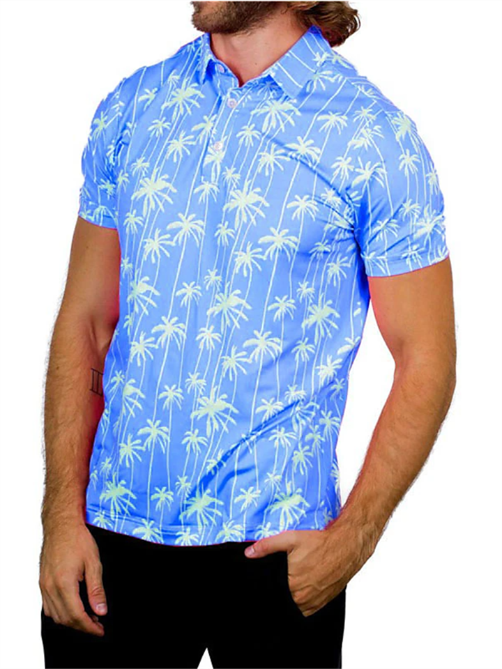 Men's Polo Shirt Golf Shirt Coconut Tree Graphic Prints Turndown Light Pink Light Green Pink Blue Purple Outdoor Street Short Sleeves Button-Down Print Clothing Apparel Fashion Designer Casual Soft | 168DEAL