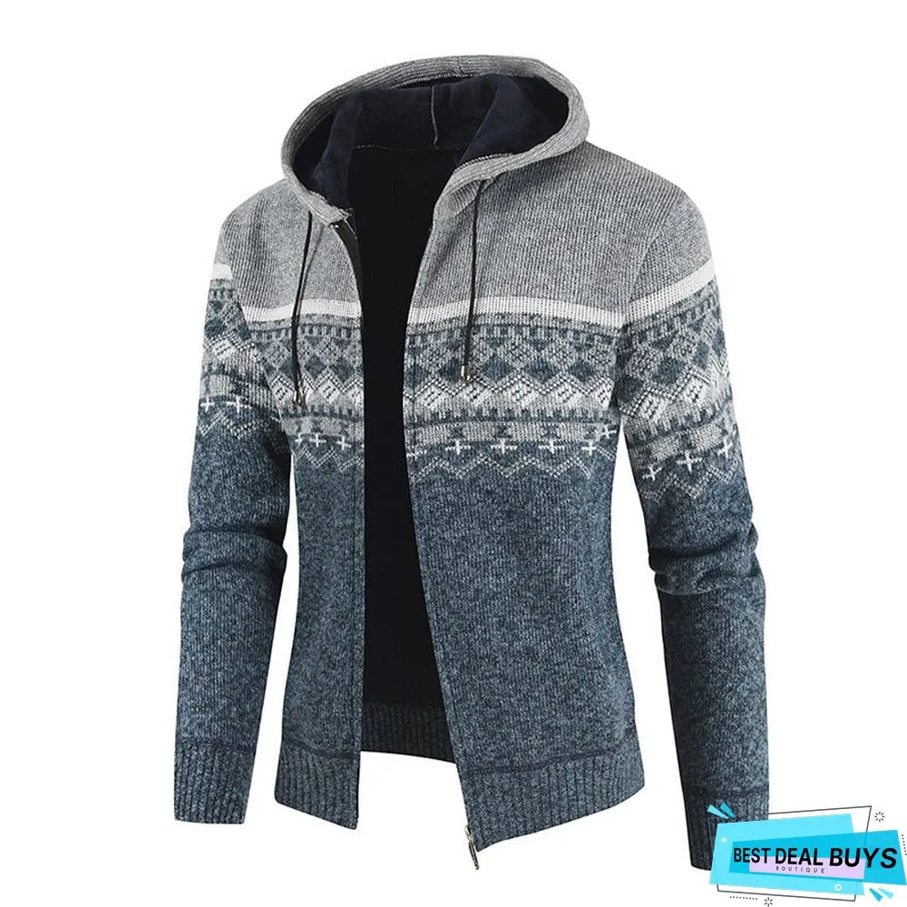 Men's Color Matching Cashmere Cardigan Sweater
