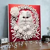 Kit de peinture en perles en forme sp&eacute;ciale pour chat blanc DIY avec un cadre 25x25cm