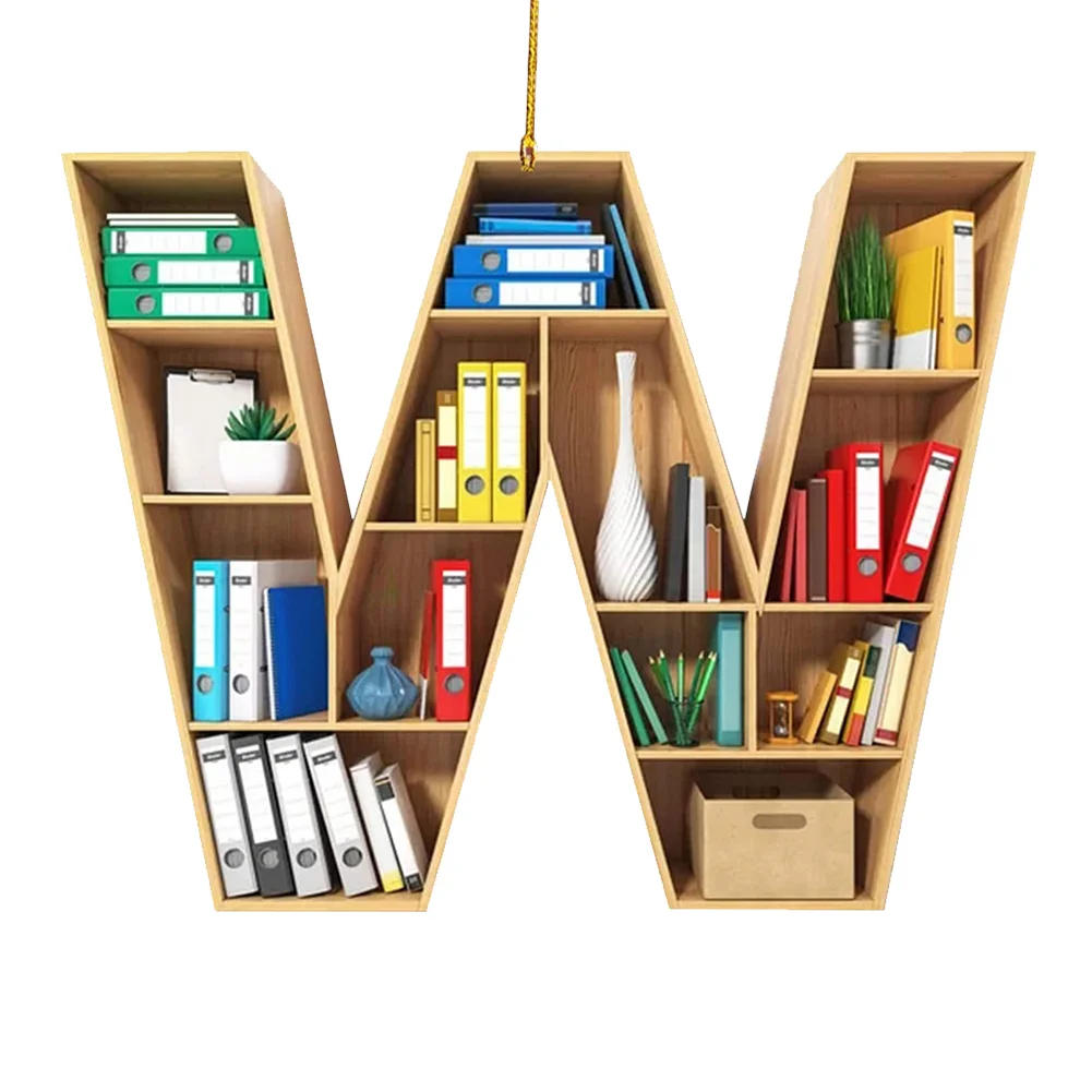 Acrylic Christmas Library Shelf Ornaments Personalized Initial Monogram Ornament