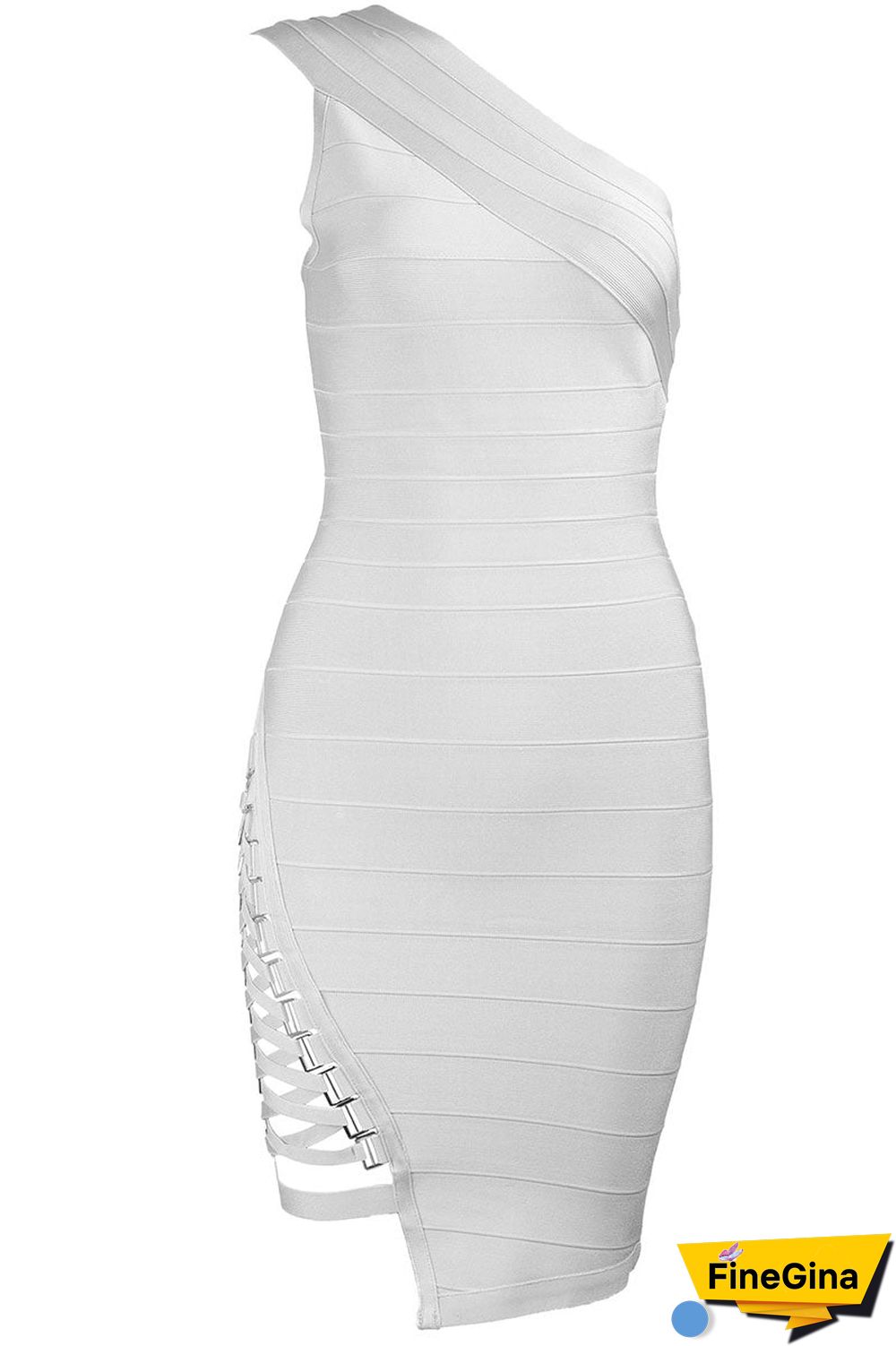 White One-shoulder Sexy Mini Bandage Dress