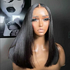 Bob Wigs 100% Human Hair Straight Wig 13x4 Full Lace Frontal Wig 16inches Black Hair Pre Plucked 