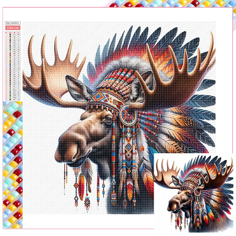 Indian Elk 30*30CM (Canvas) Full Square Drill Diamond Painting gbfke